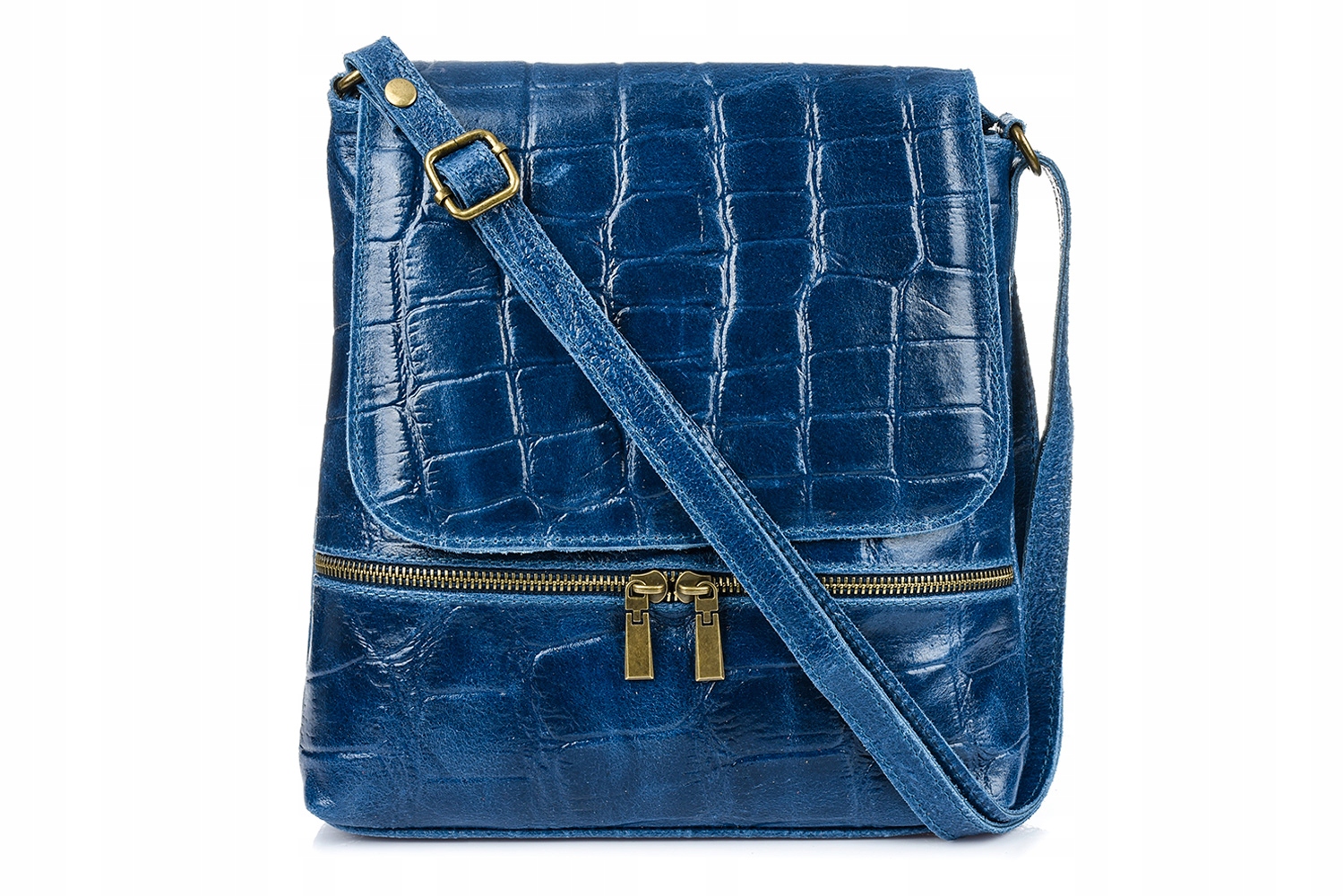Dámská kožená italská Kabelka Přes Rameno svislá Croco