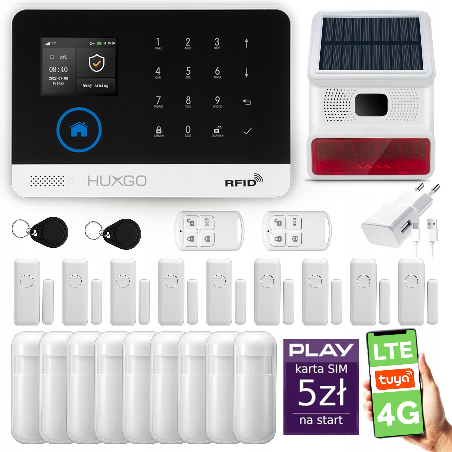 Bezdrôtový alarm WiFi Gsm 4G Lte s aplikáciou Tuya, Huxgo HXA003 4G