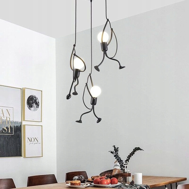 LAMPA SUFITOWA LOFT czarna LUDZIKI HUMANOID LED NOWOCZESNA WISZĄCA Kolekcja Humanoid