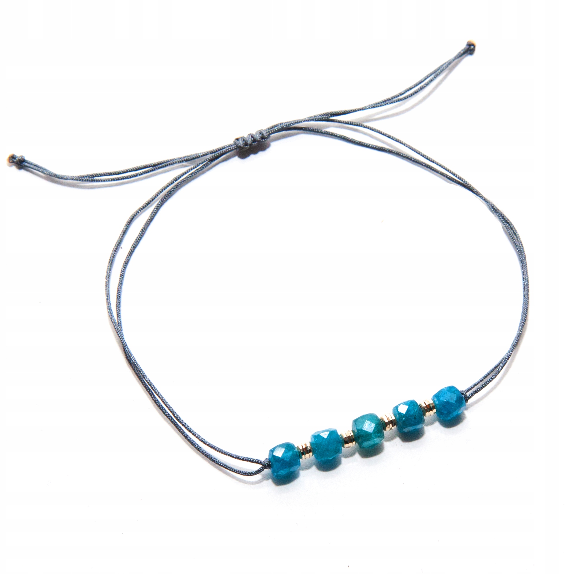 Náramek na provázku apatit modrý zlato 585 přírodní kameny