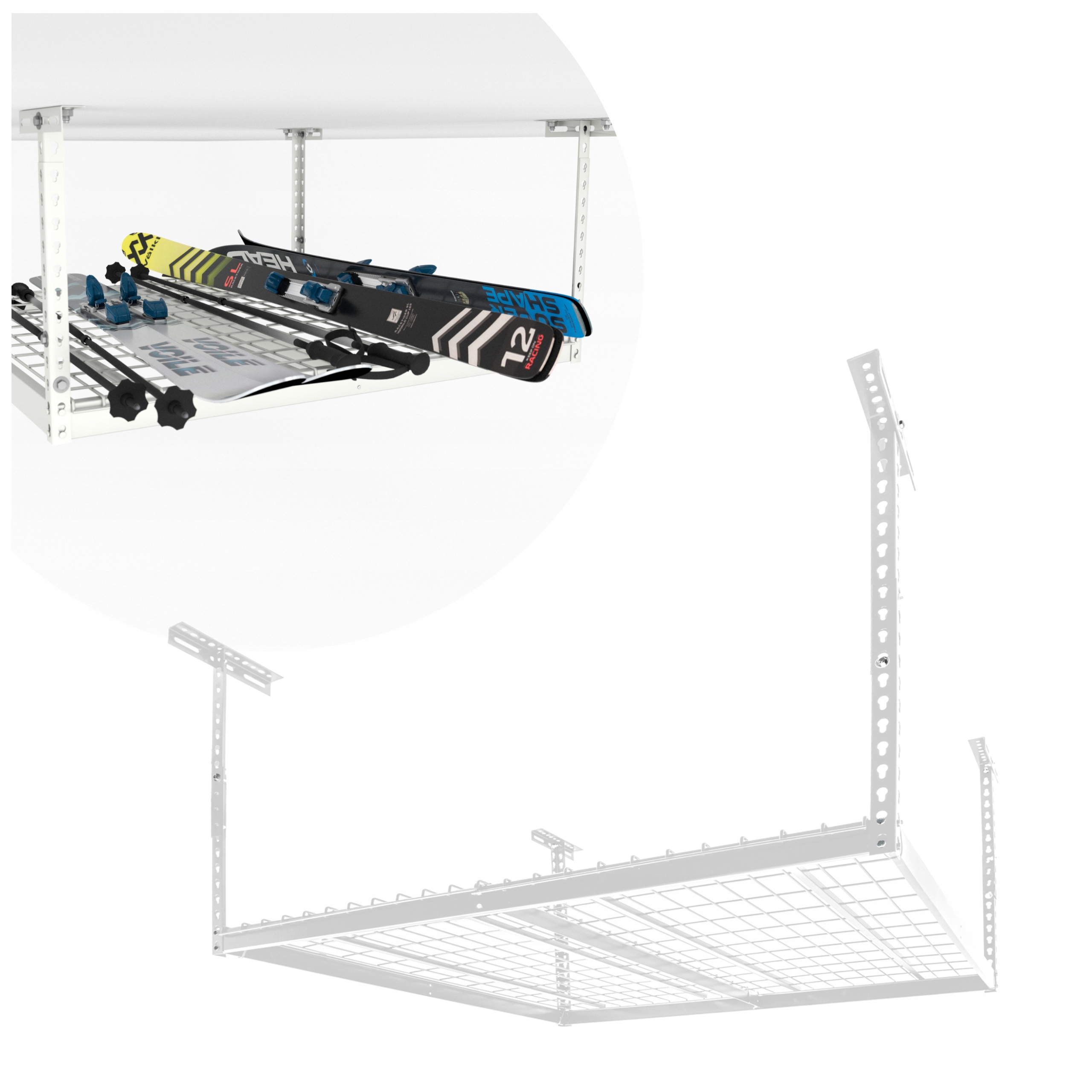 Závěsná stropní garážová police, silný regál, sklep, garáž 1220x1220 Pgf 1