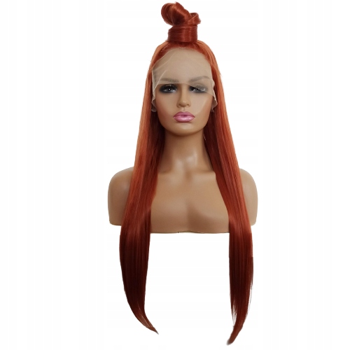 Paruka Lace Front rudá měď rudá paruka 40/55/80 cm čepička Bonus