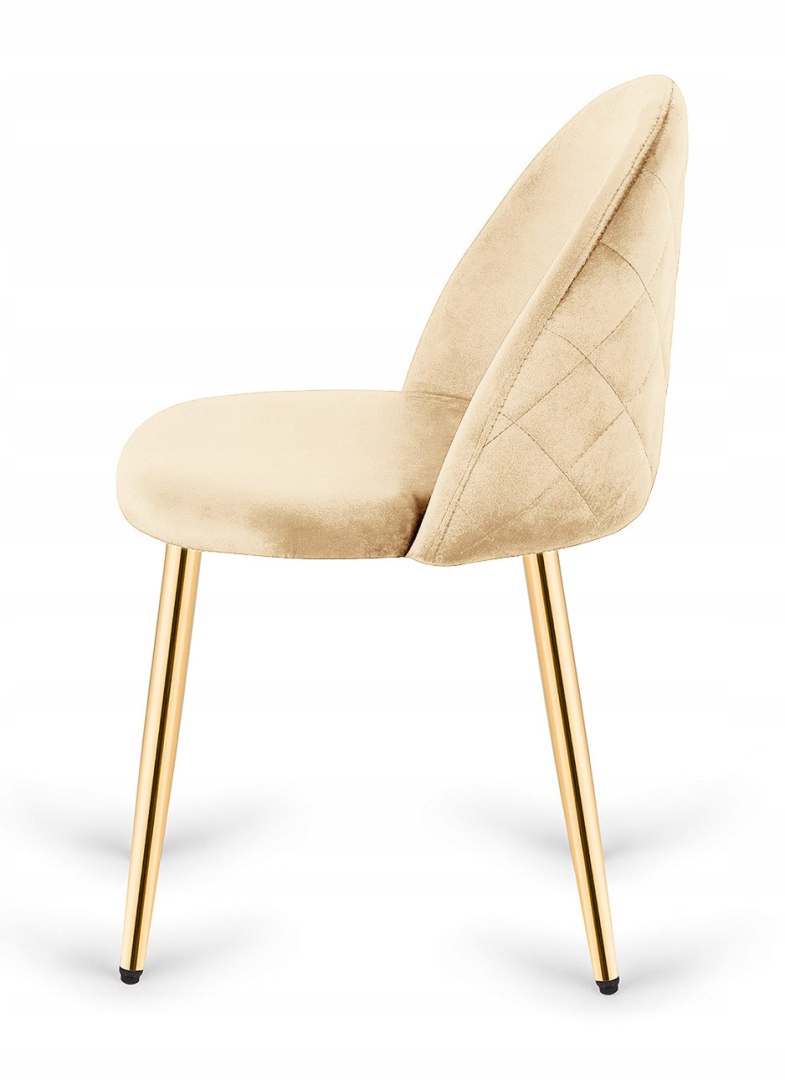 Krzesło tapicerowane welurowe fotel pikowane beż przeszycia Lugano.pro Model GLORIA