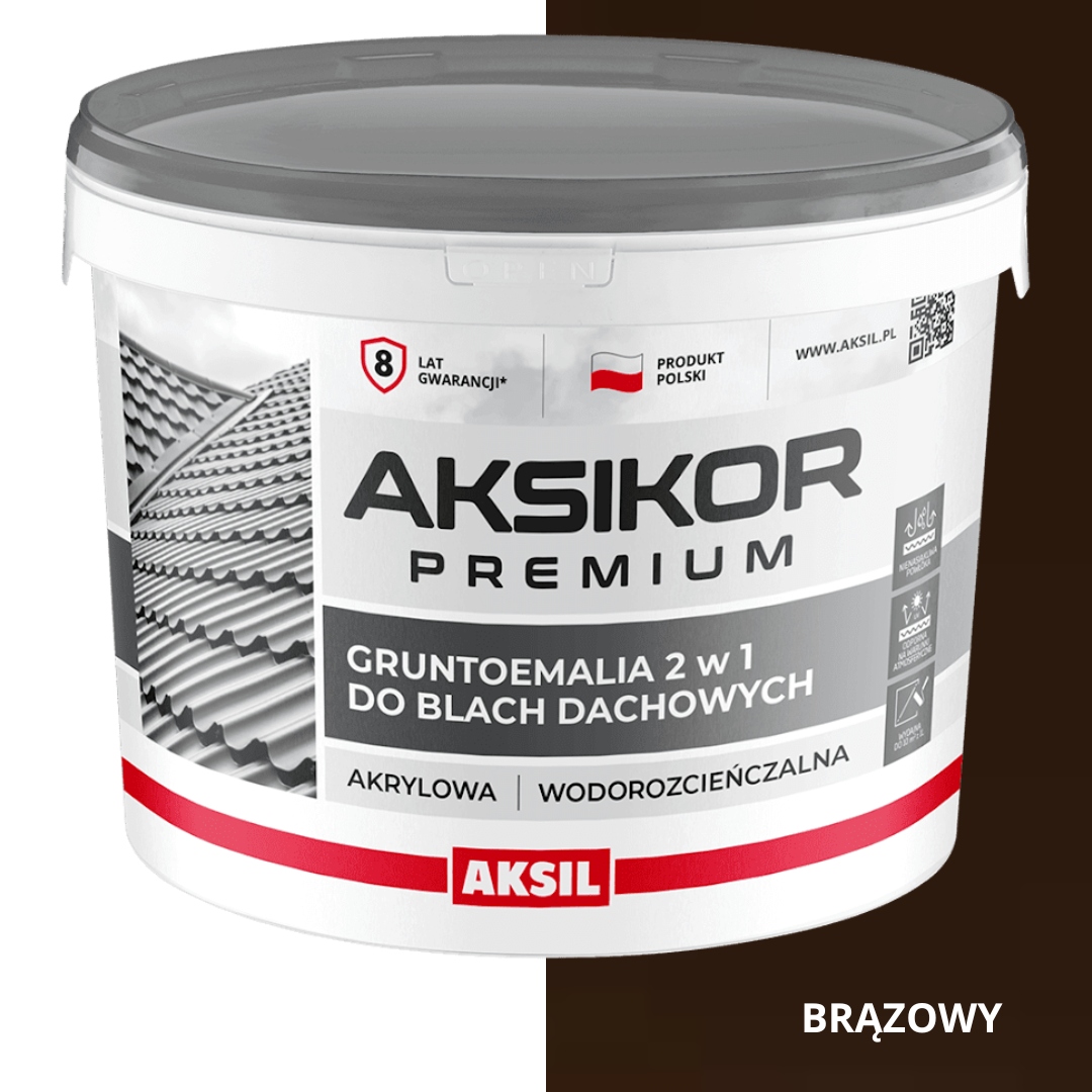 Aksikor Prémiová Farba Základný Smalt Na Strešné Plechy Hnedá 8017 10 L