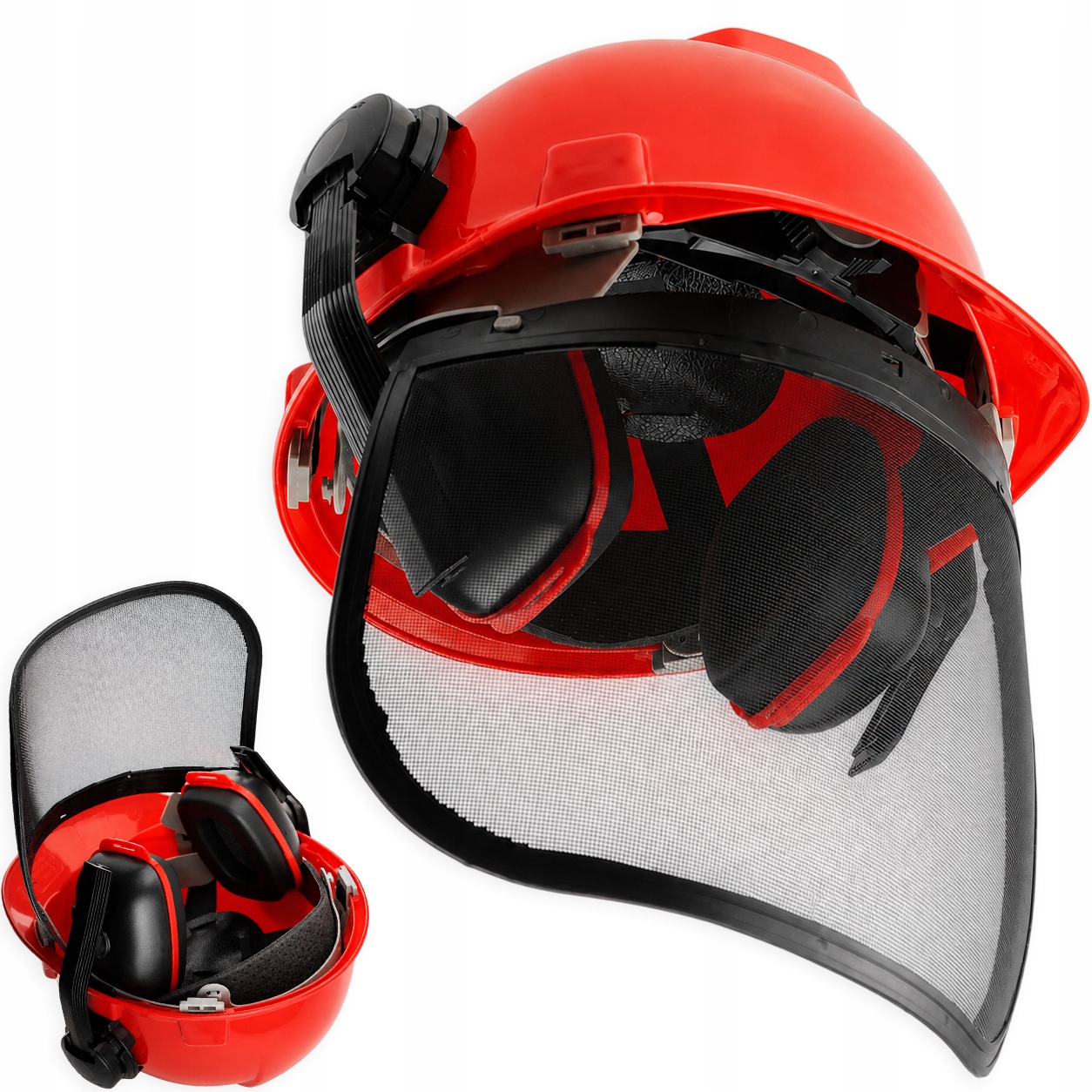 Kask Ochronny Pilarza Drwala Z Przyłbicą Nausznikami Słuchawkami Do Piły