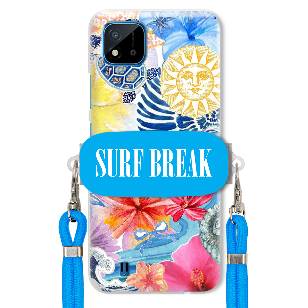 Puzdro pre Realme C20 Modré Crossbody vodítko držiak Surf Break Lata