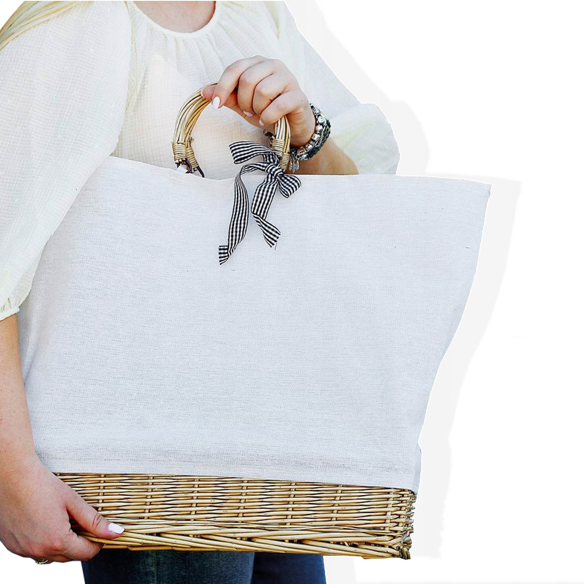 

Toreba Koszyk Na Ramię Pojemna Słomiana Boho