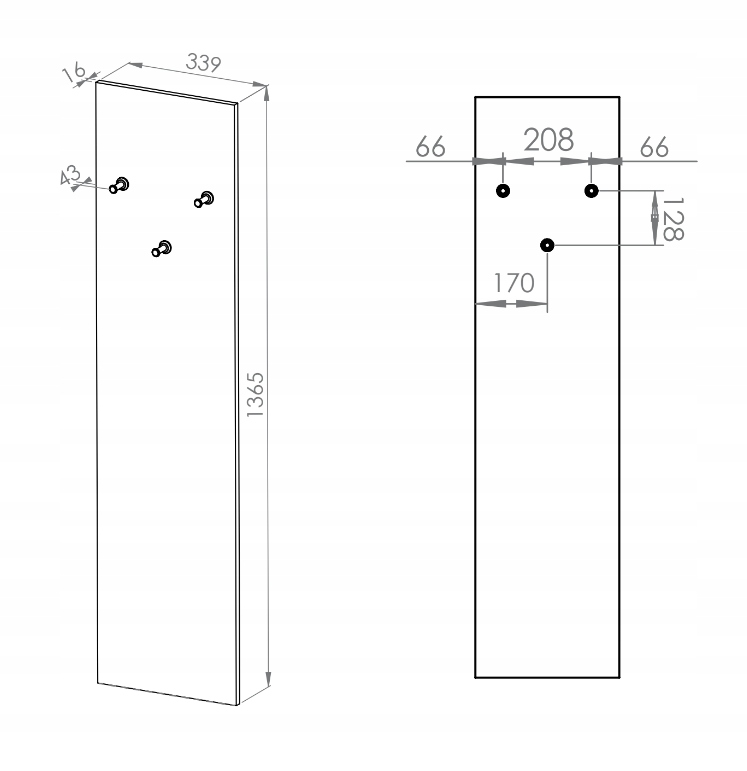 Wieszak Do Przedpokoju 34 cm Kaszmir ZOFIA ML Szerokość mebla 34 cm