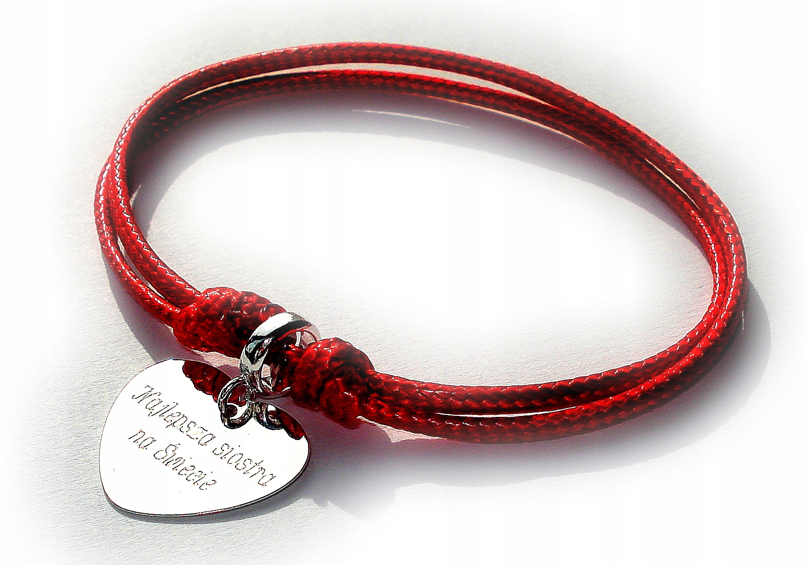 

Bransoletka sznurkowa serce Grawer Srebro 925