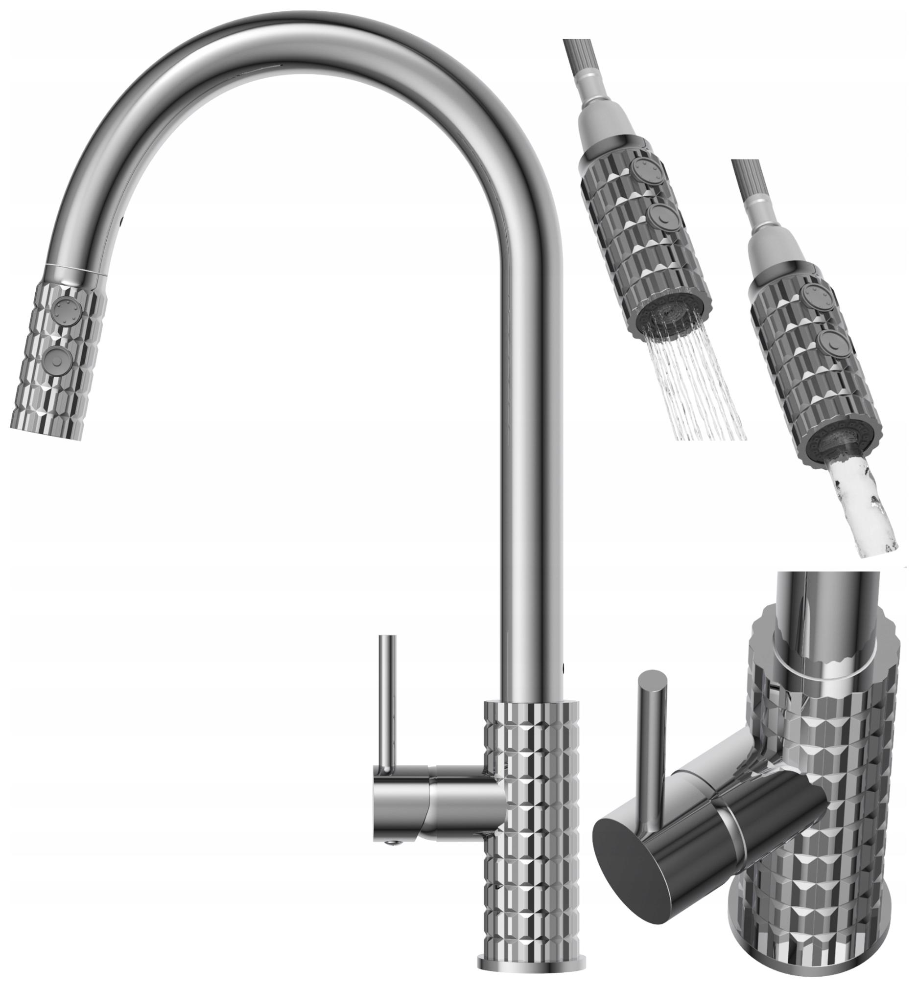 Kuchynská batéria s vyťahovacou hubicou Snake Pro chróm, stojanková batéria do kuchyne