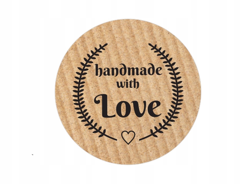 

Kraftowe naklejki okrągłe Handmade With Love