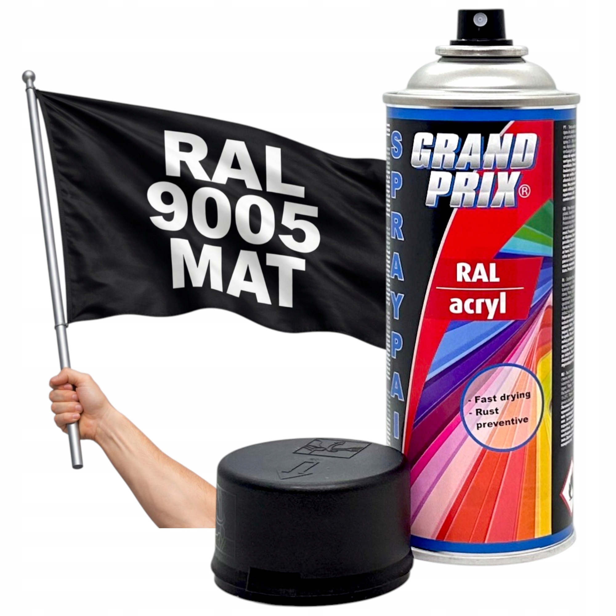 Motip Lakier Akrylowy Matowy Spray Ral 9005 Czarny Mat 400ML