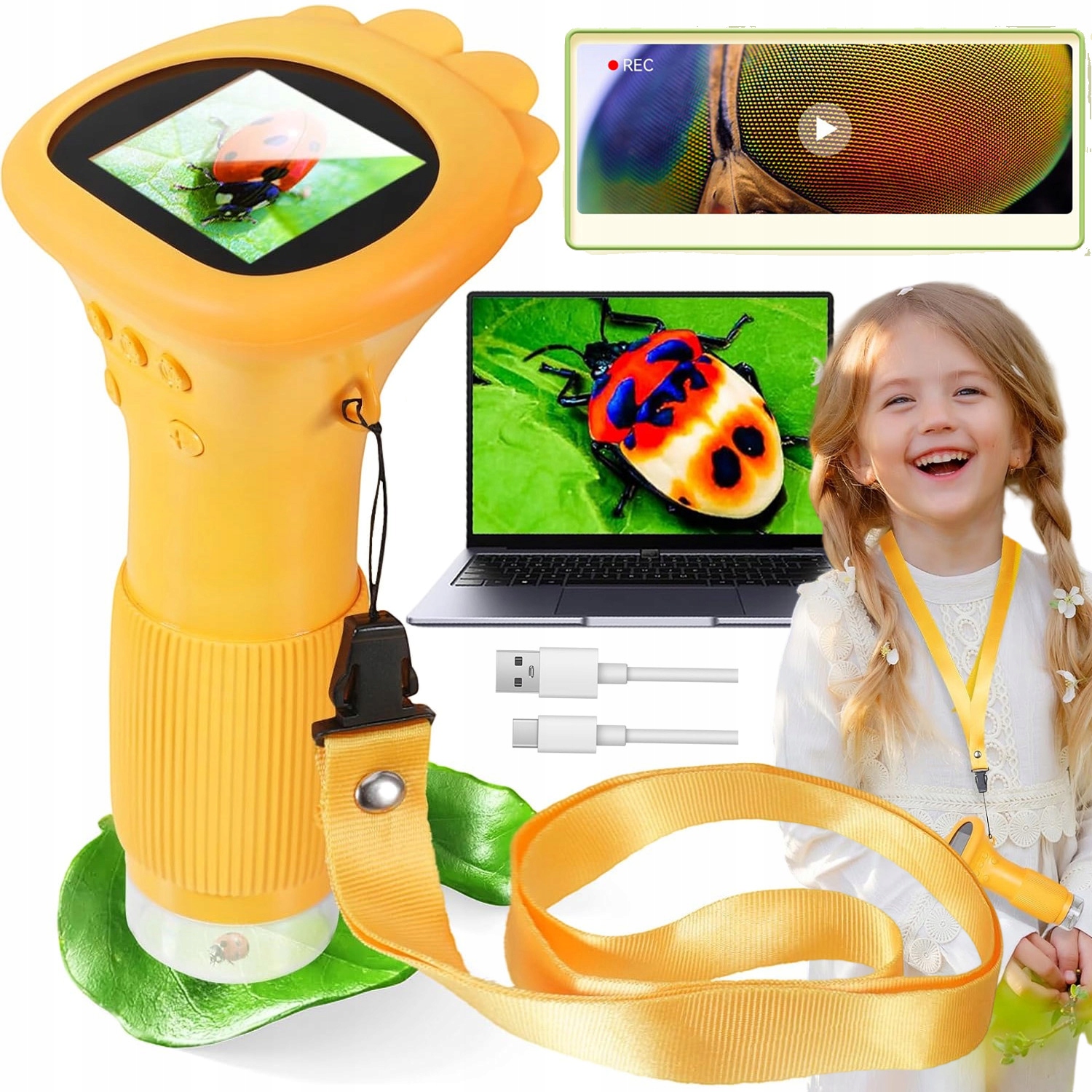 Digitální Led Mikroskop Sada Obrazovka Hd 1000X Usb Vzdělávací Kapesní