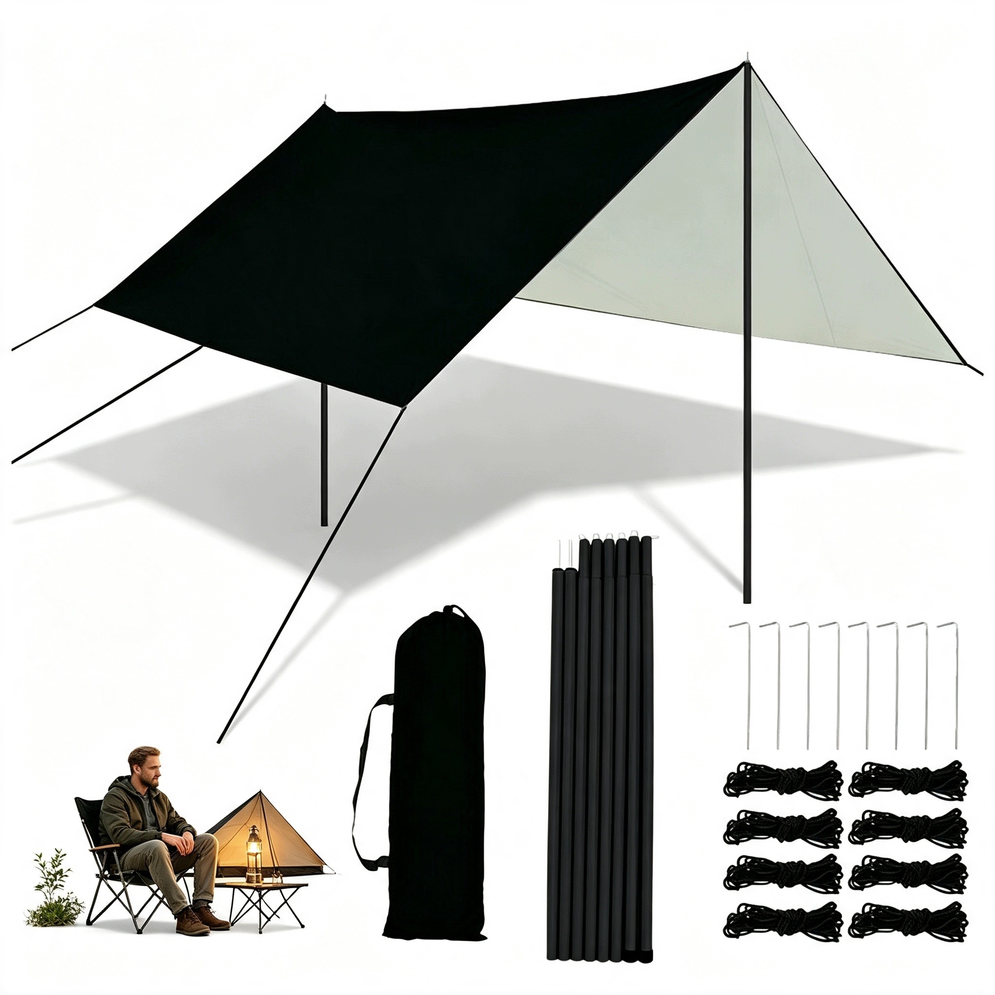 Tarp 3X3M Zadaszenie Przeciwsłoneczne Plandeka Wodoodporna Ogród