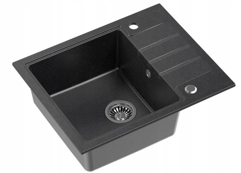Quadron Peter 116 Zlewozmywak Granitowy 1-KOMOROWY Black Dotted Syfon