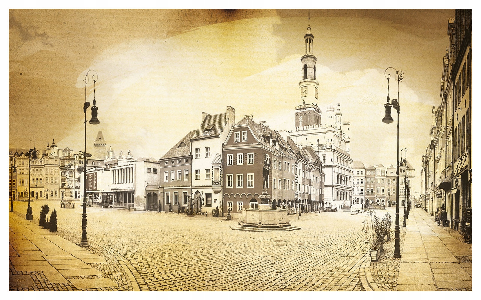 Vinylová fototapeta na dlažbu a architekturu Starého Města 416x254 lepidlo