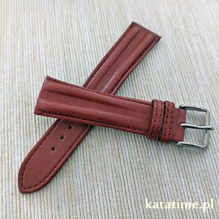 Pasek Do Zegarka naturalna skóra 20 mm brązowy