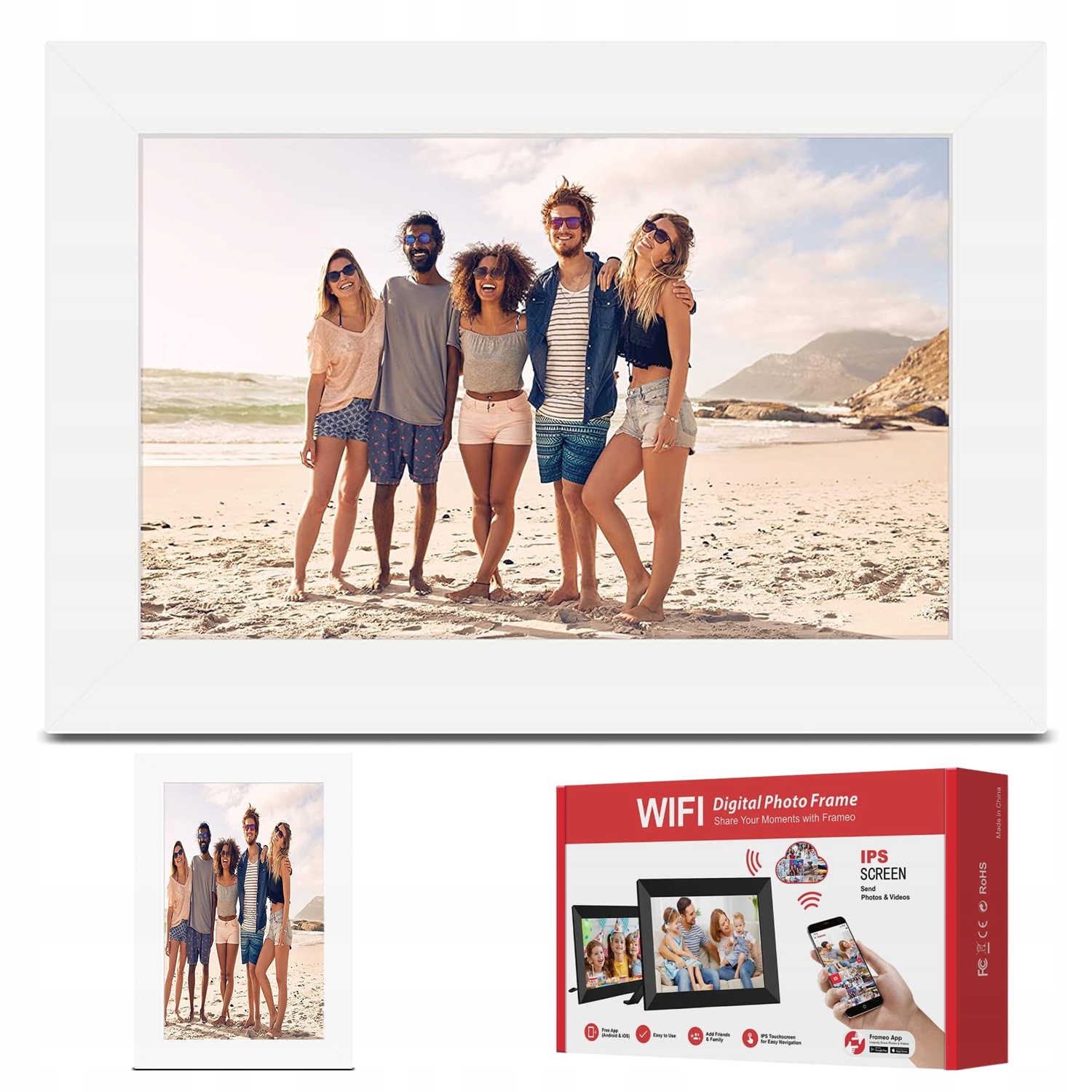 Digitální Fotorámeček Rámeček Dotykový Fotografie Videa Wi-fi 10,1" Frameo Dárek