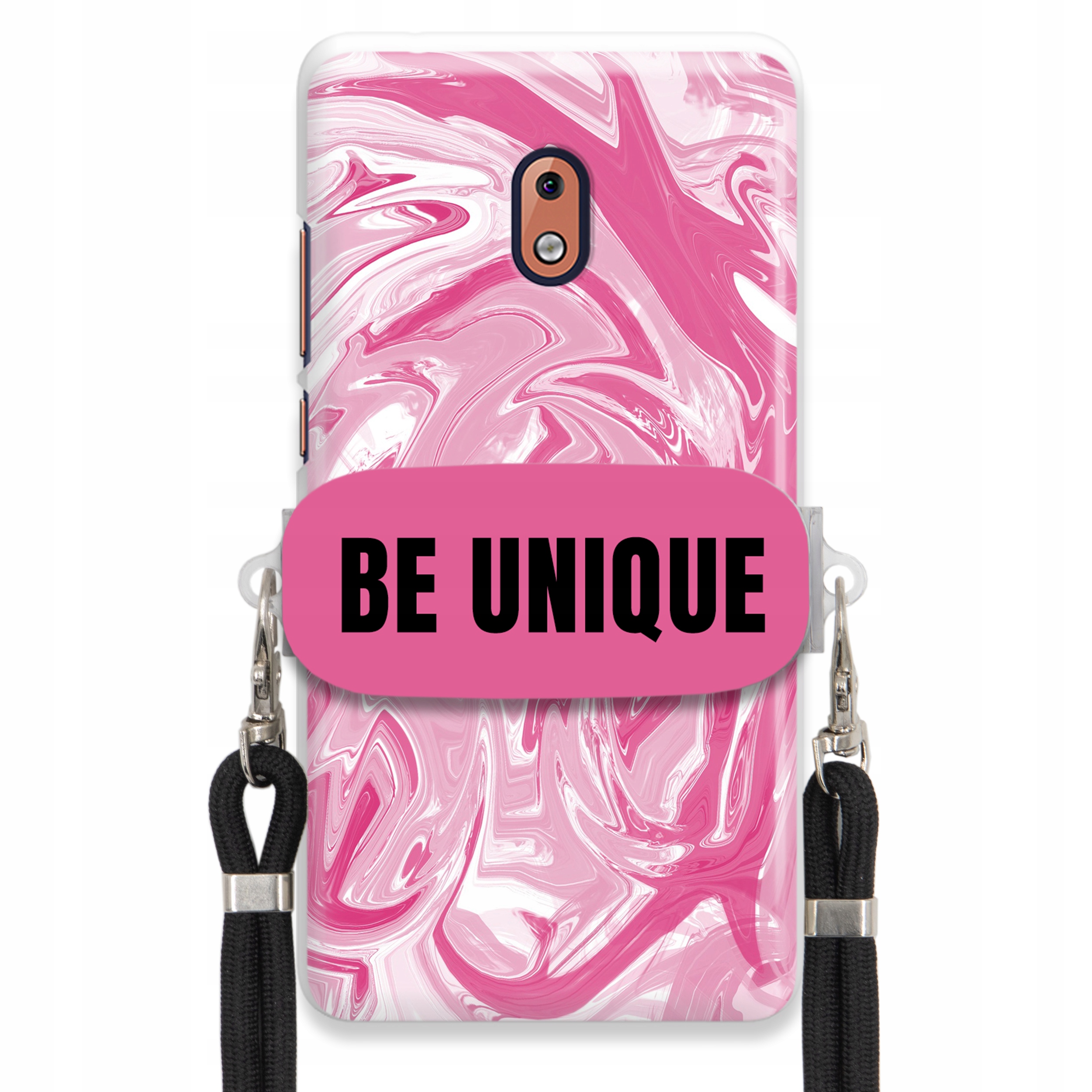 Puzdro pre Nokia 2.1 Puzdro držiak šnúrka Čierna ružová Mramor Unique