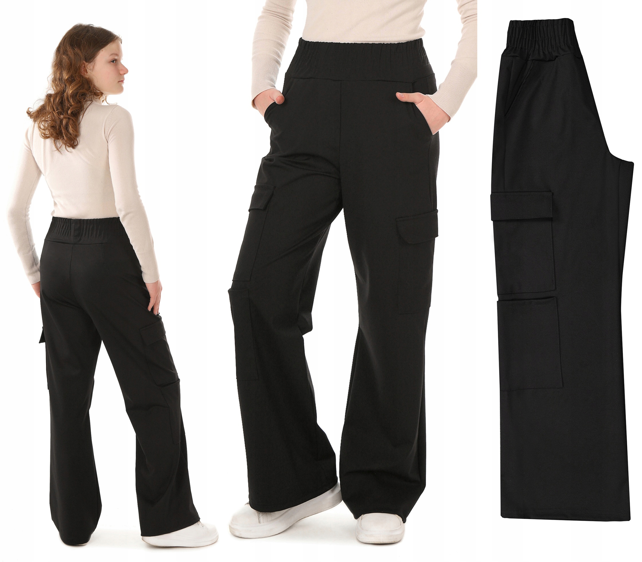 

Szerokie spodnie Bojówki Wide Leg r.158/S Prod.PL