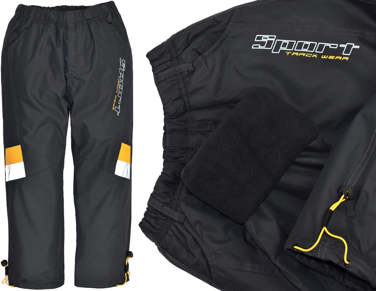 CLASSIC Narciarskie SPODNIE Ocieplane Polarem Szare Guma - 158/164