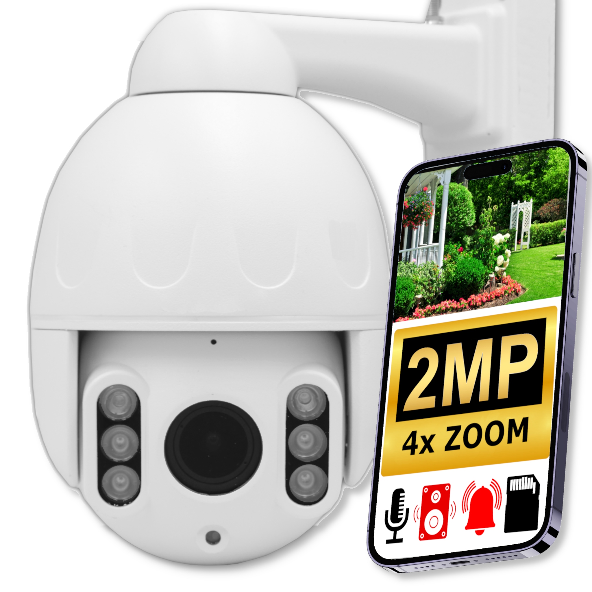 Venkovní Wifi kamera otočná Metalová 8x Zoom 2MPx Full Hd 1080p Svítilna
