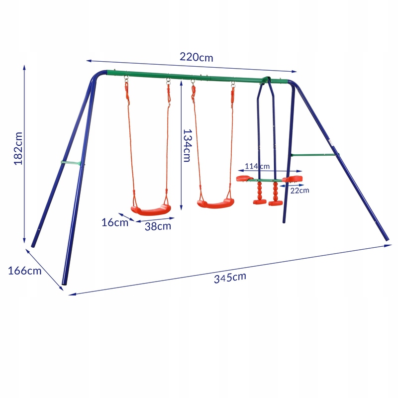 HUŚTAWKA OGRODOWA DLA DZIECI PLAC ZABAW 3 HUŚTAWKI Maks. obciążenie 120 kg