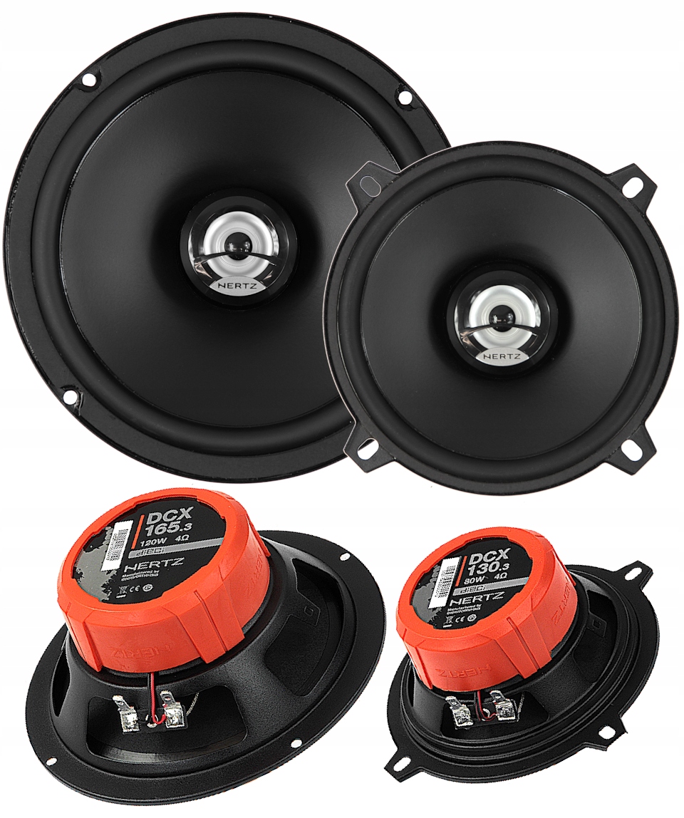 MOCNE GŁOŚNIKI SAMOCHODOWE HERTZ DO FIAT GRANDE PUNTO PRZÓD + TYŁ Kod producenta DCX 165.3 SET
