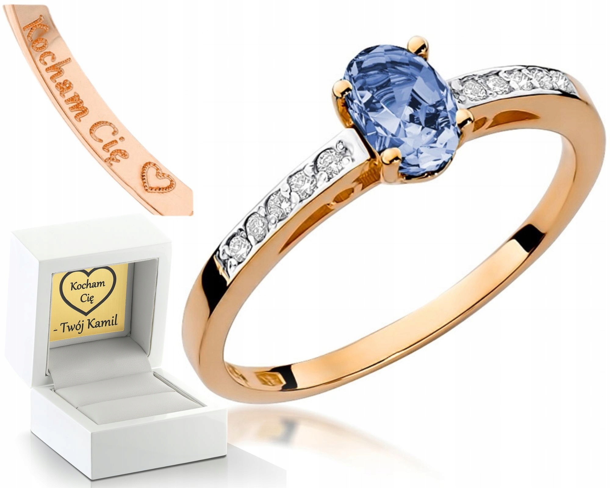 Prstýnek S Tanzanitem A Diamanty, Růžové Zlato