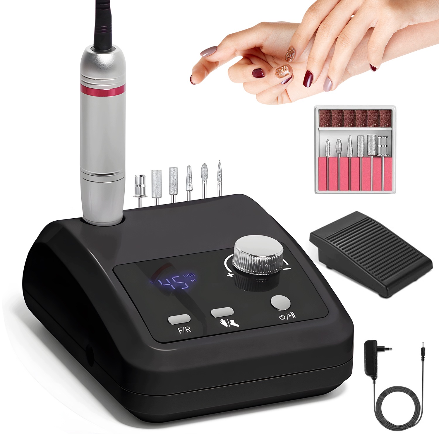 Frezarka Do Paznokci Manicure Pedicure Mocna Profesjonalna 45000 Rpm Frezy