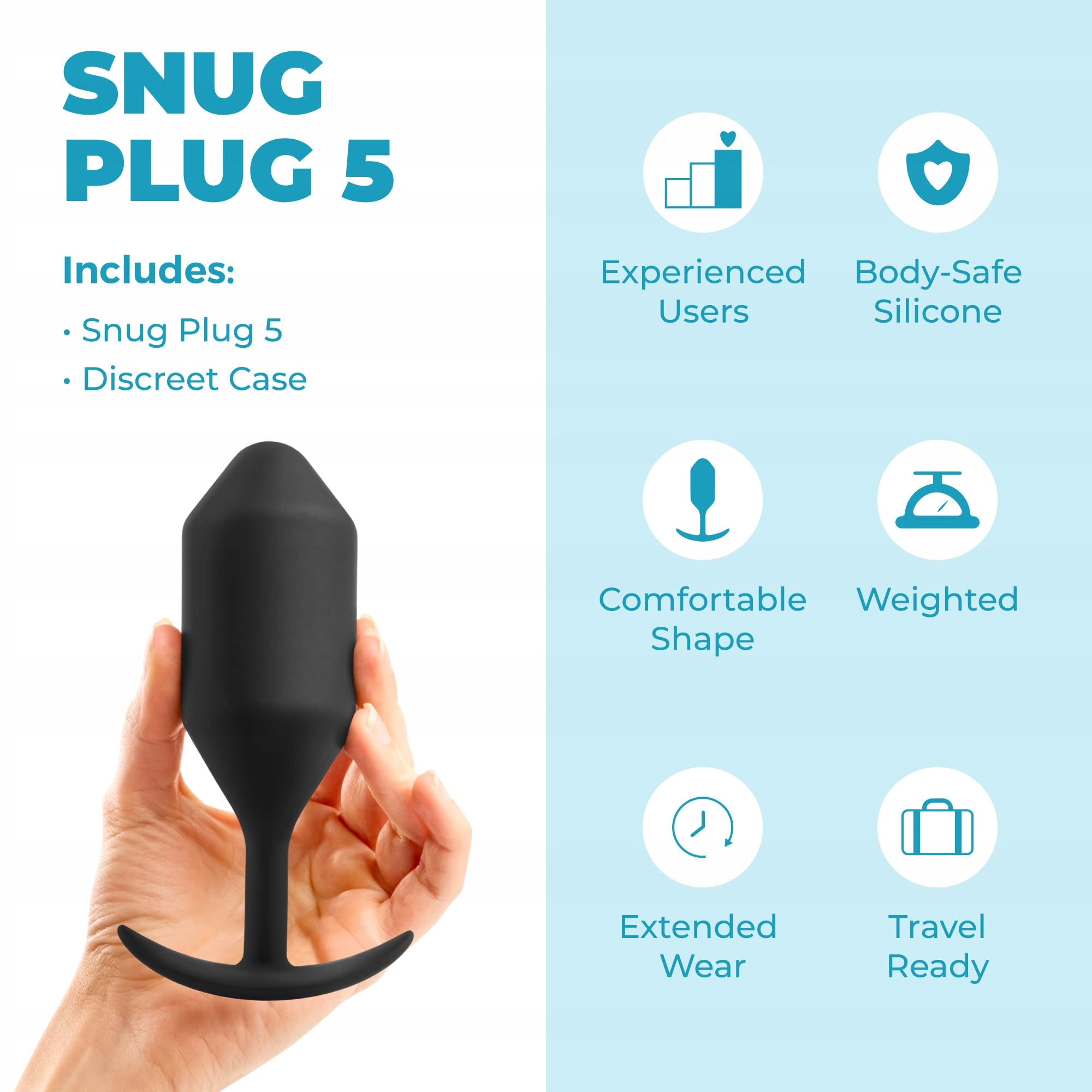 B-VIBE Snug Plug 4 Duży Silikonowy Korek Analny Czarny — miniatura 2