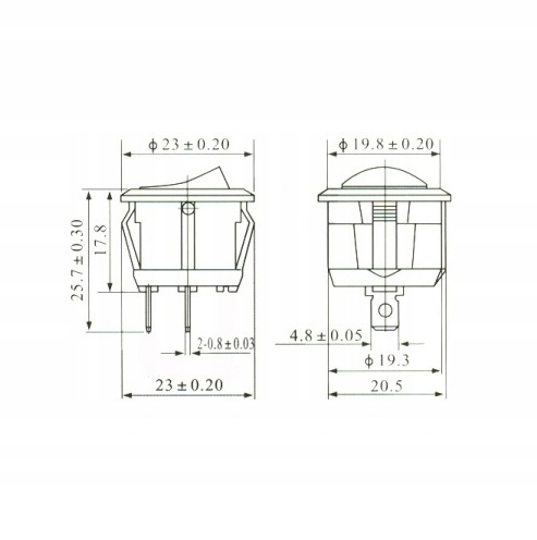 PRZEŁĄCZNIK OKRĄGŁY 2 PIN KOŁYSKOWY 6,5A 250V Producent Lider