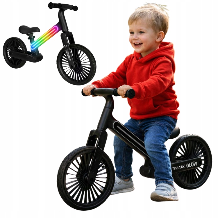 Rowerek Biegowy Led Czarny Dla Dzieci 2+ Lekki Eva Nowy Model