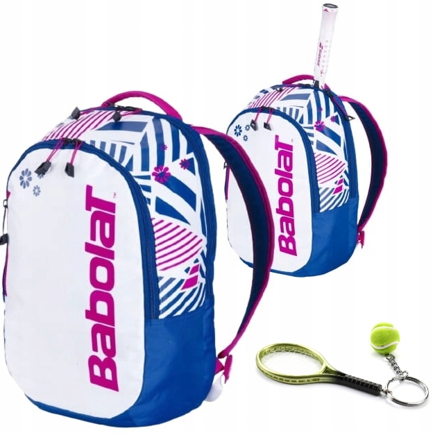 Dziecięcy plecak tenisowy Babolat Kids biało-niebiesko-różowy