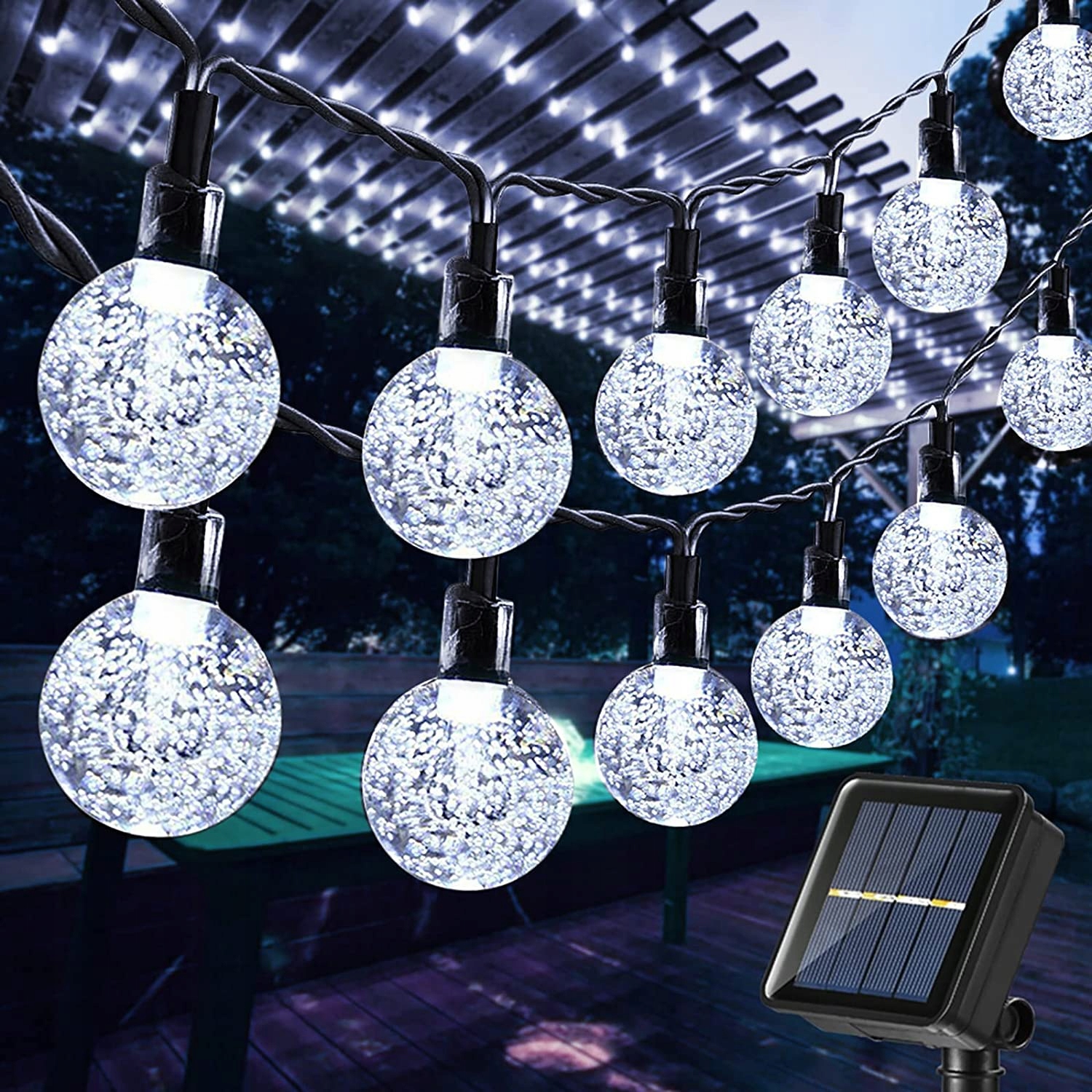 LAMPKI OGRODOWE SOLARNE GIRLANDA 50LED, 9.5m ZIMNE Marka bez marki