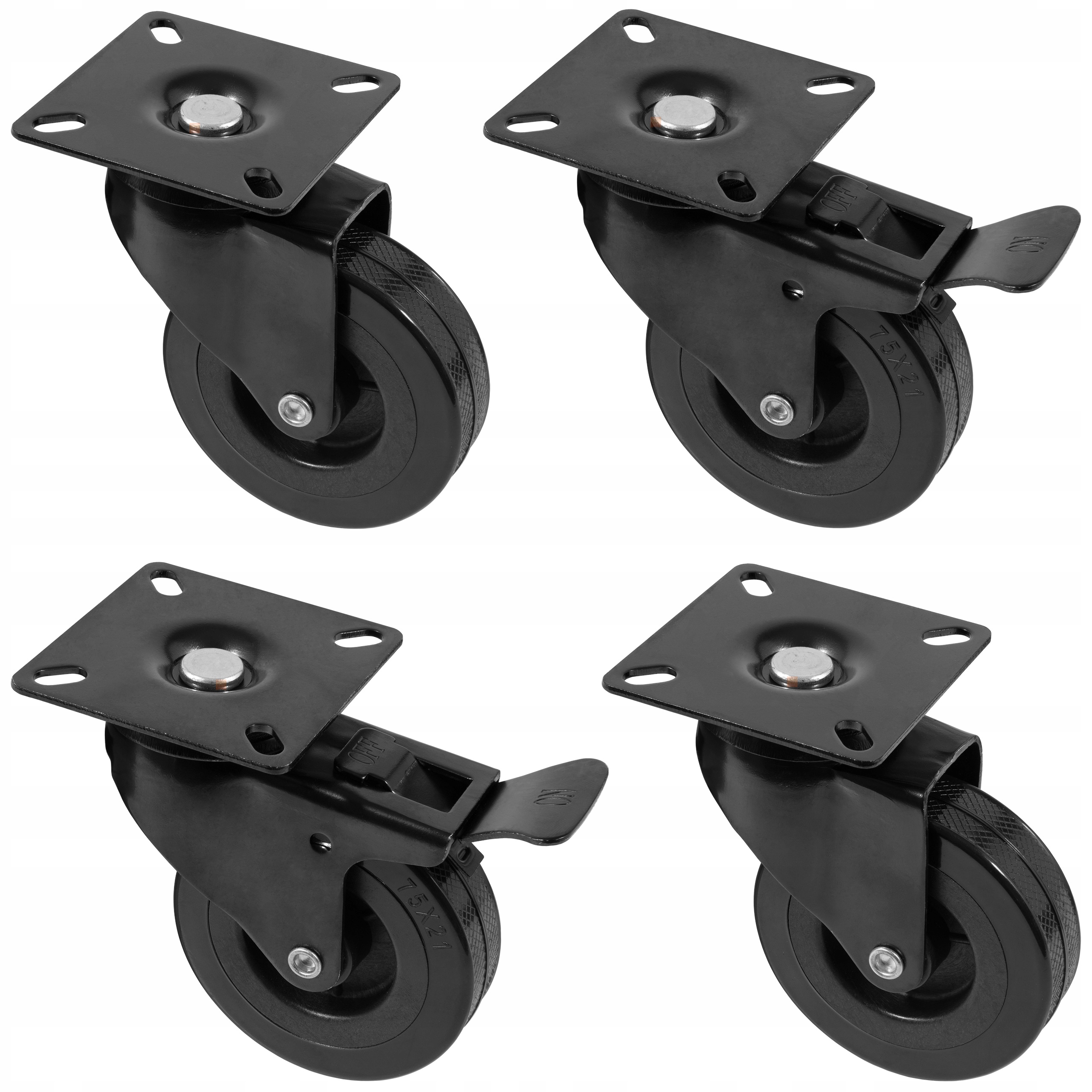 

Zestaw jezdny kół kółka obrotowe 75mm 160KG Emuca