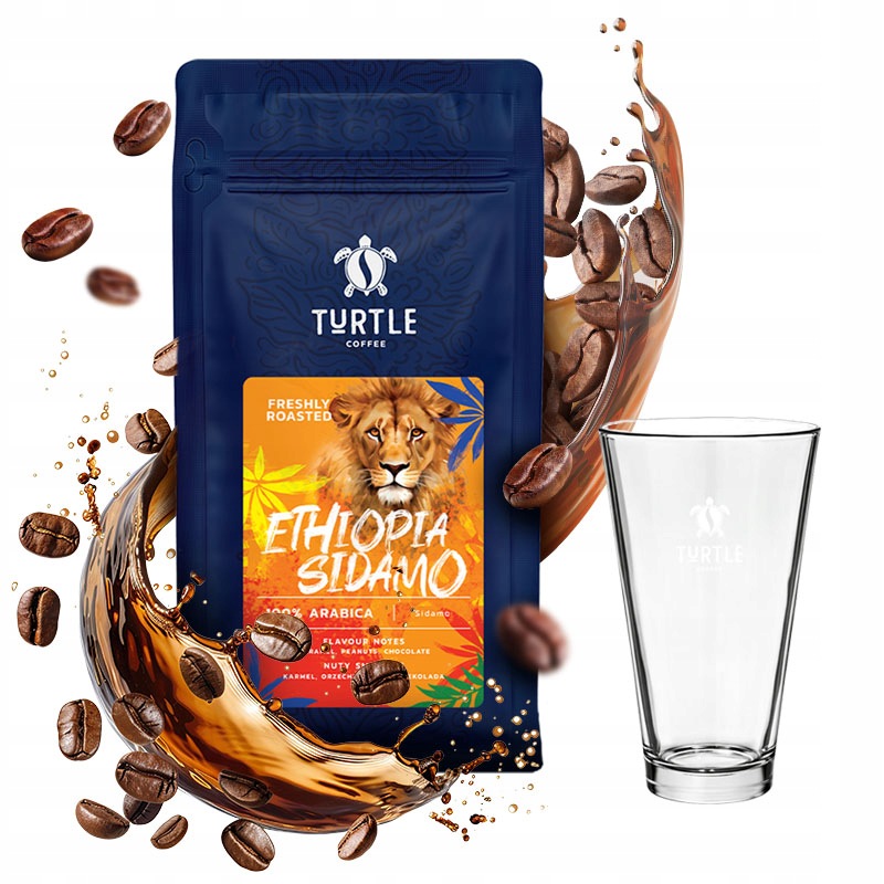 Čerstvě pražená Káva Zrnková Ethiopia Sidamo 1 kg Turtle