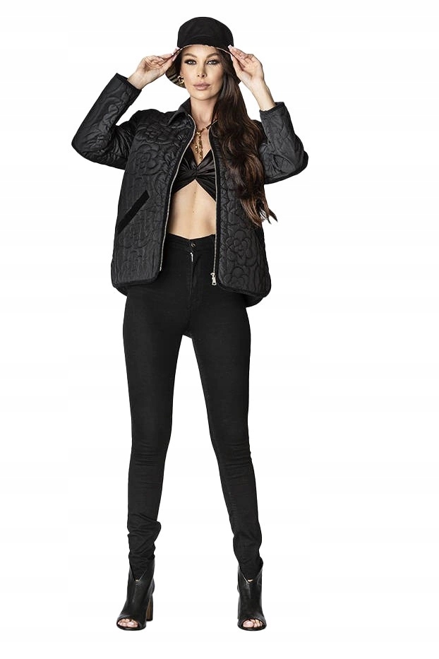 Tenká Prošívaná Bunda JIN226 Černá S (36)