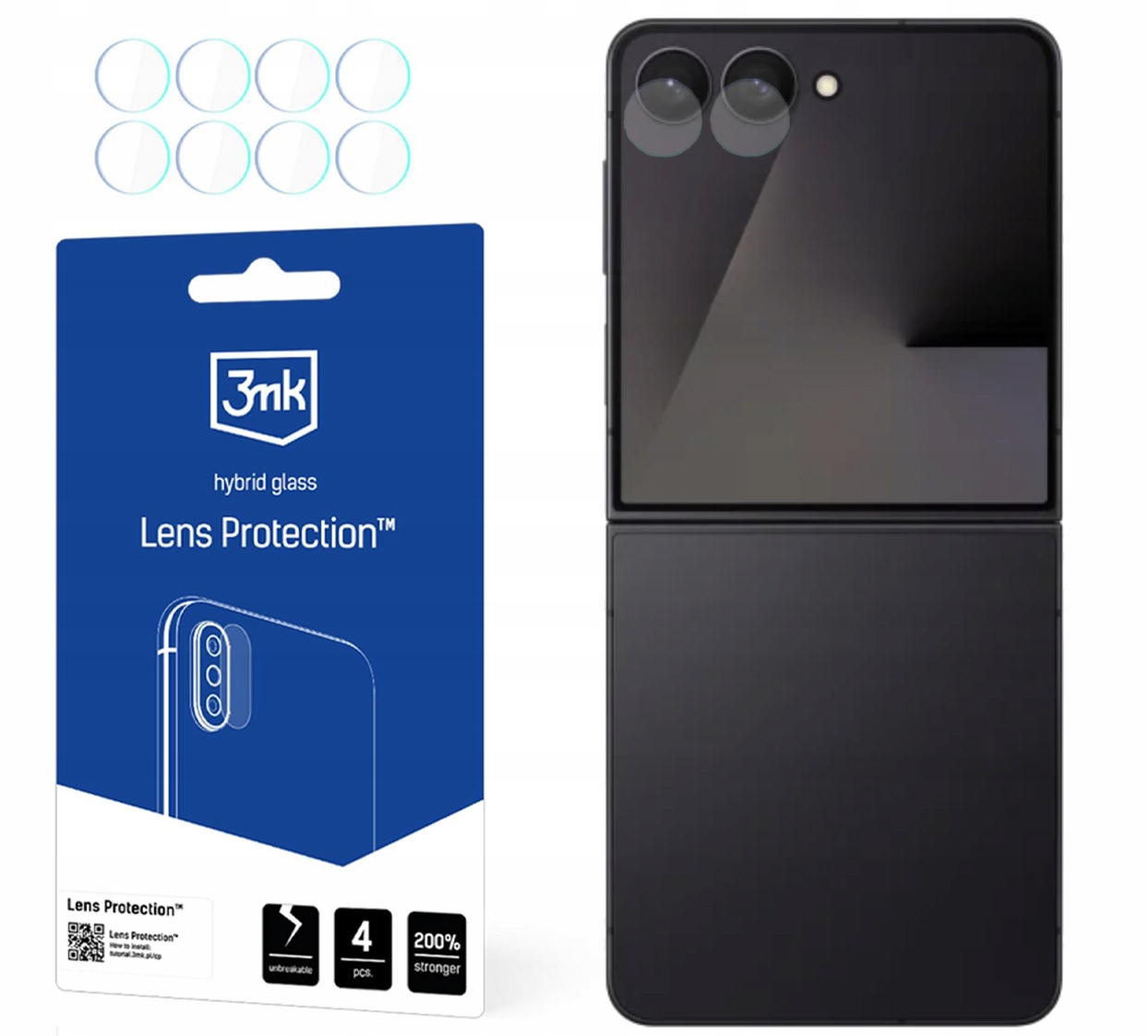 Sklo na objektiv 3MK Lens pro Samsung Galaxy Z Flip7 4ks