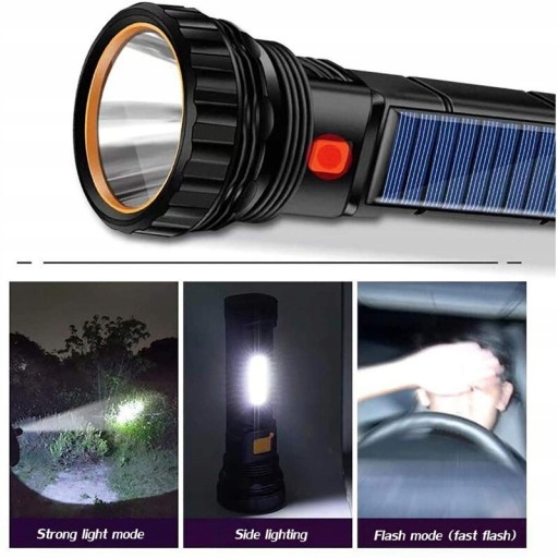 High Power Led Flashlights USB/Solar Rechargeable Model G8XE5ST6CS