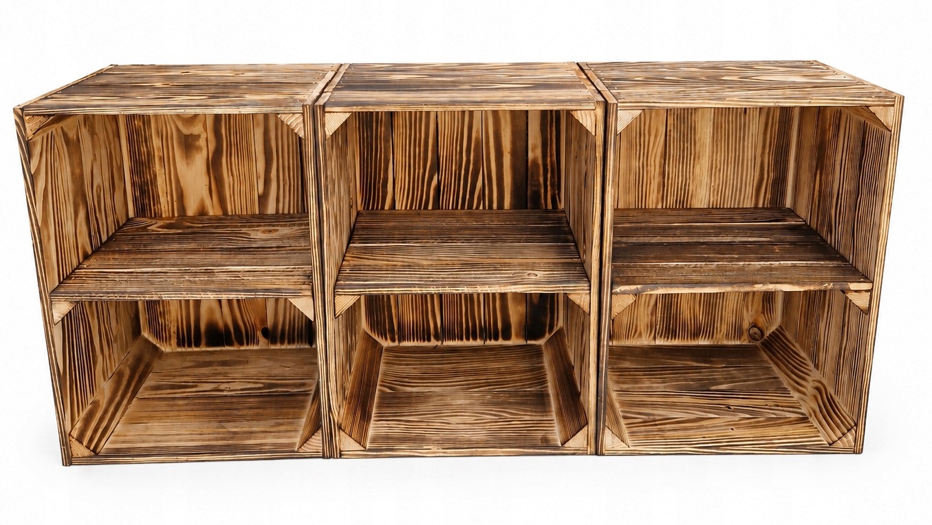 3x Dřevěné Opalovací Boxy S Poličkou, 39x29x24 CM, Loftové Skladování