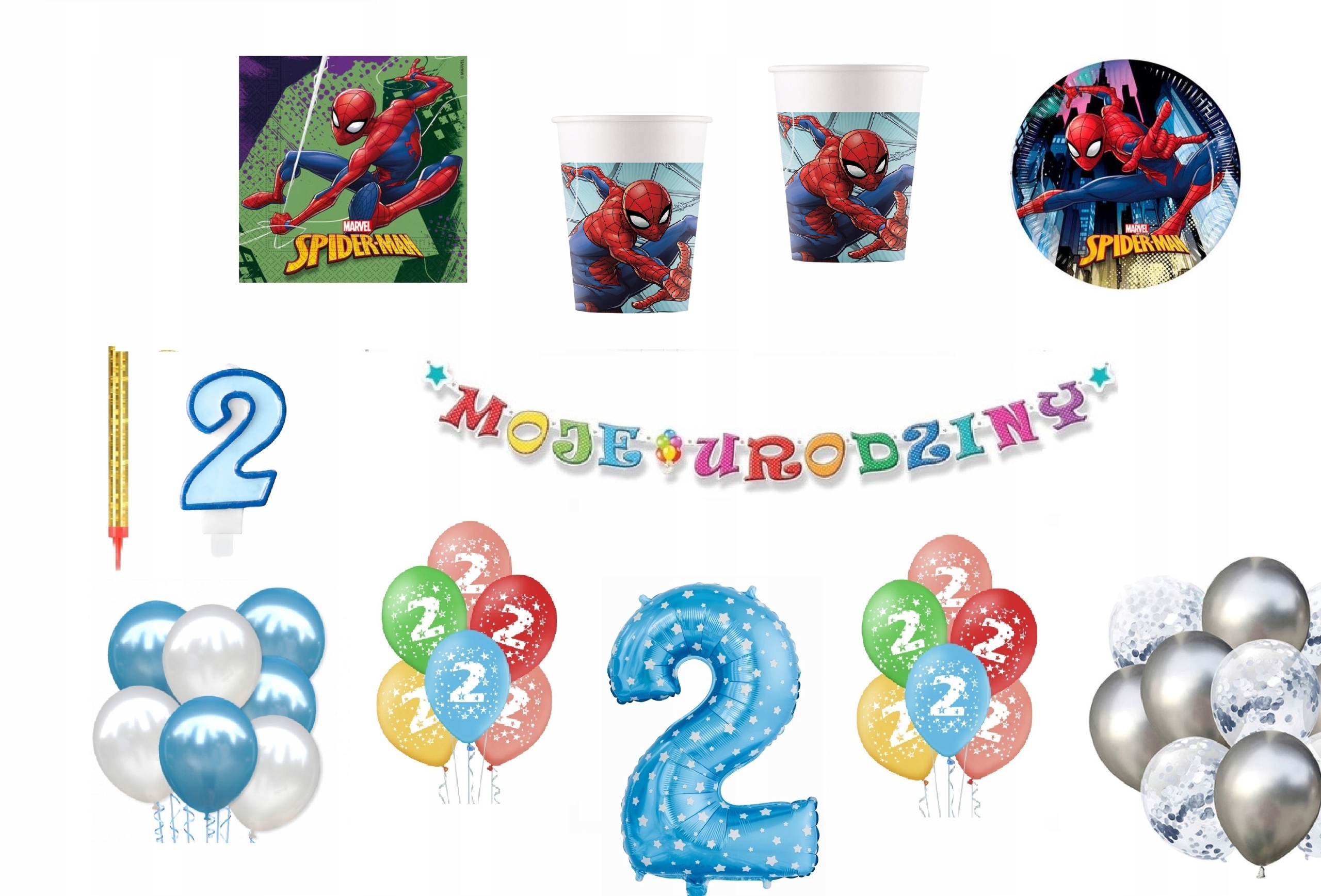 

Zestaw Spidermen 2 Urodziny Balony Spider-Man