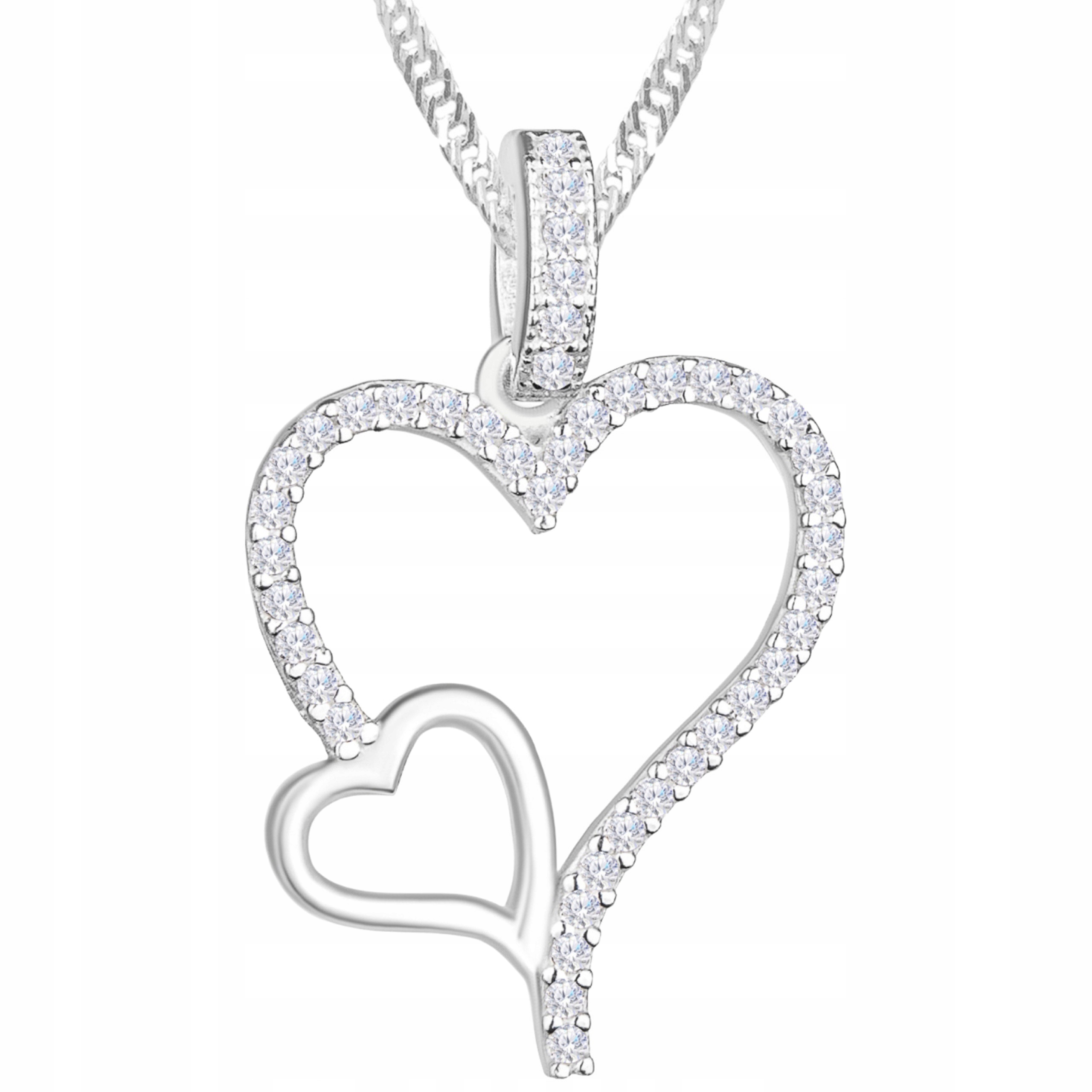 Stříbrný náhrdelník Dvě srdce Zirkony Srdíčka Láska Pár Stříbro 925