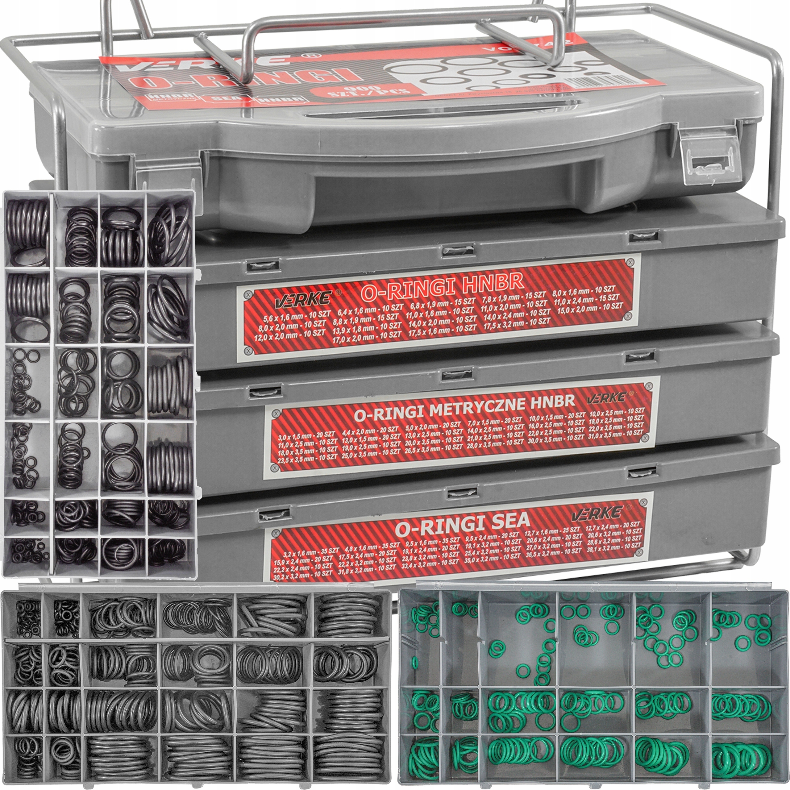 Verke V06742 Oringi Uszczelki Gumowe Zestaw Oringów Olejoodporne 900 sztuk