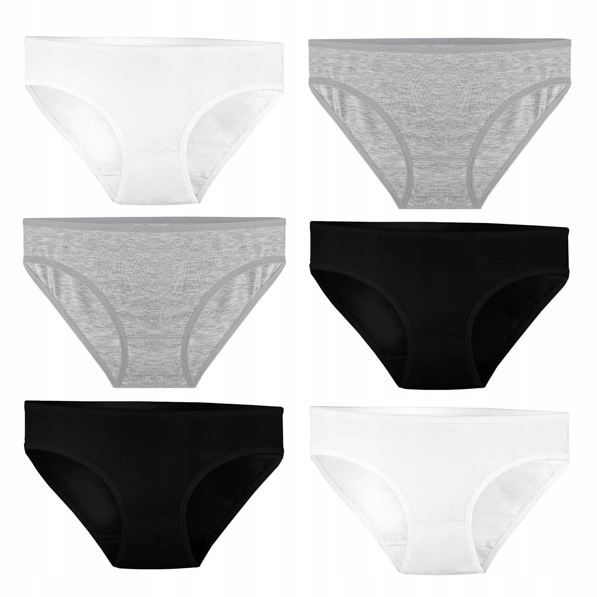 

6X Figi Dziewczęce Lycra 164/170 Białe Czarne Grey