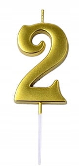 

Świeczka urodzinowa cyfra "2" Złota