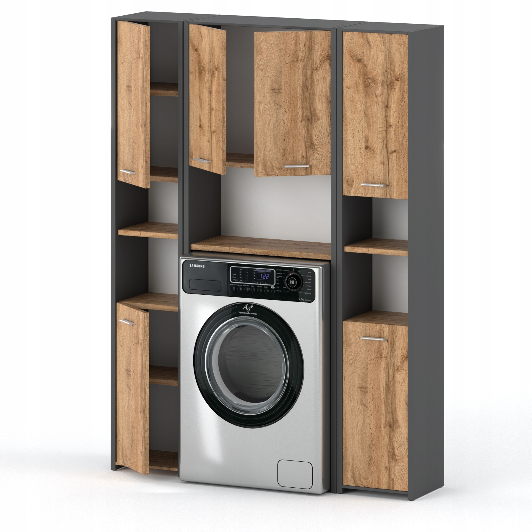 SZAFKA NAD PRALKE +2 SŁUPEK ŁAZIENKOWY SZARY WOTAN Typ stojące