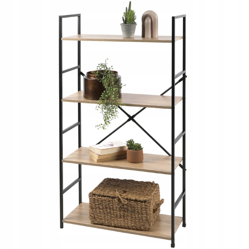 Regál policový Colorado, dekor dub, 4 police, kov, 58,5x23,5x112cm