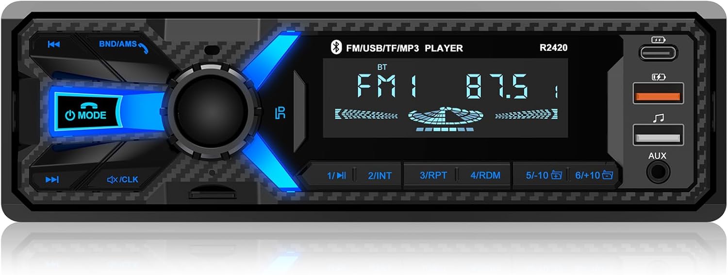 Rádio do auta 1DIN Bluetooth Rds Fm/am Usb-c Aux Sd Eq Dsp s dálkovým ovládáním