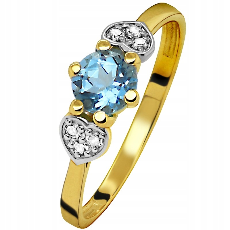ZŁOTY Pierścionek ZARĘCZYNOWY Topaz BRYLANTY #10